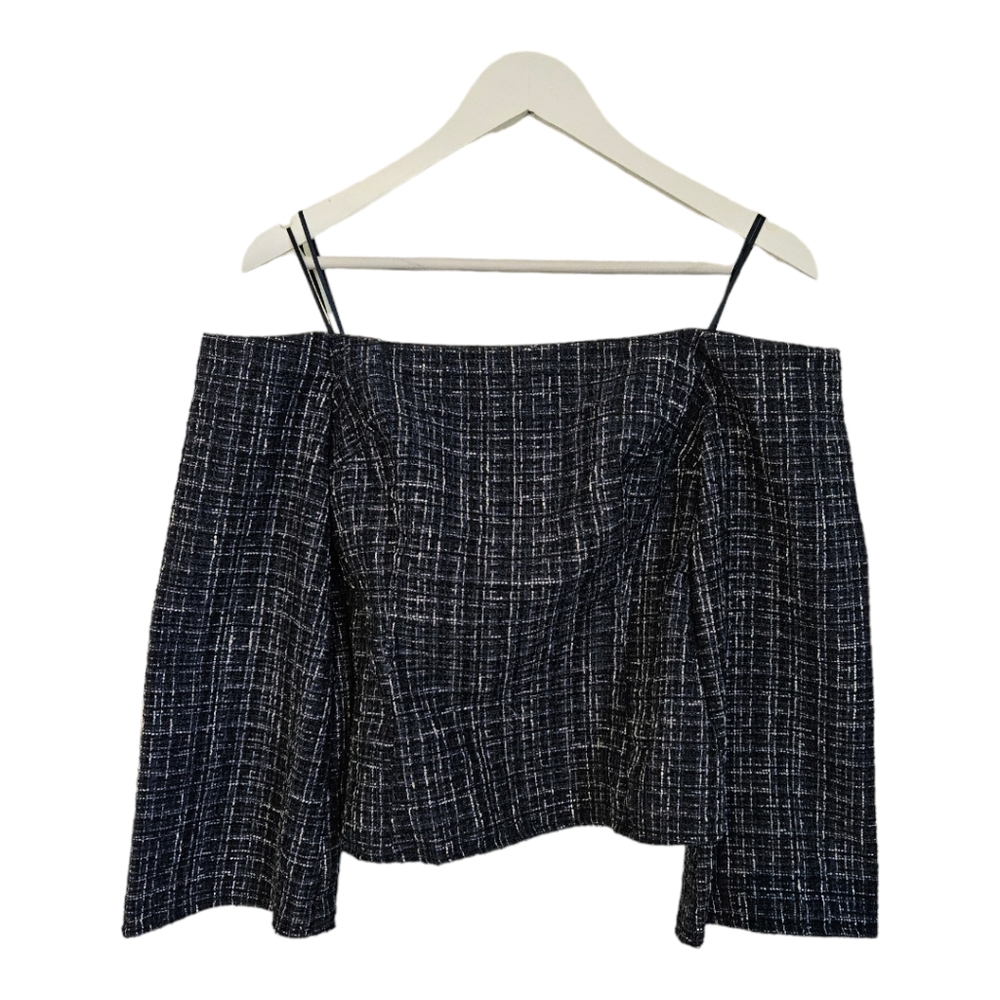 Zara Tweed Off Shoulder Top Size Small NWT